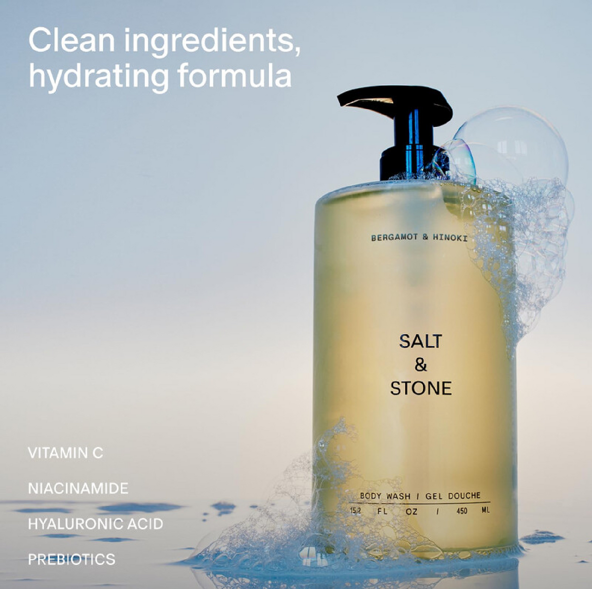 Salt & Stone Bergamot & Hinoki Body Wash – 15.2 oz / 450 mL, image 5 of 5