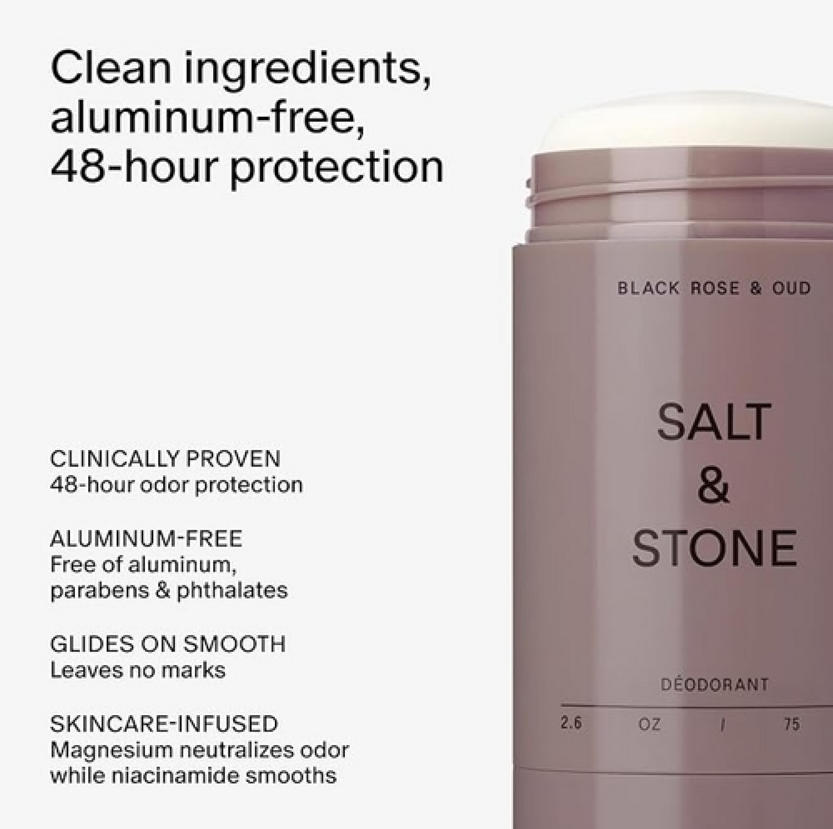 Salt & Stone Black Rose & Oud Deodorant – 2.6 oz / 75 g, image 4 of 4